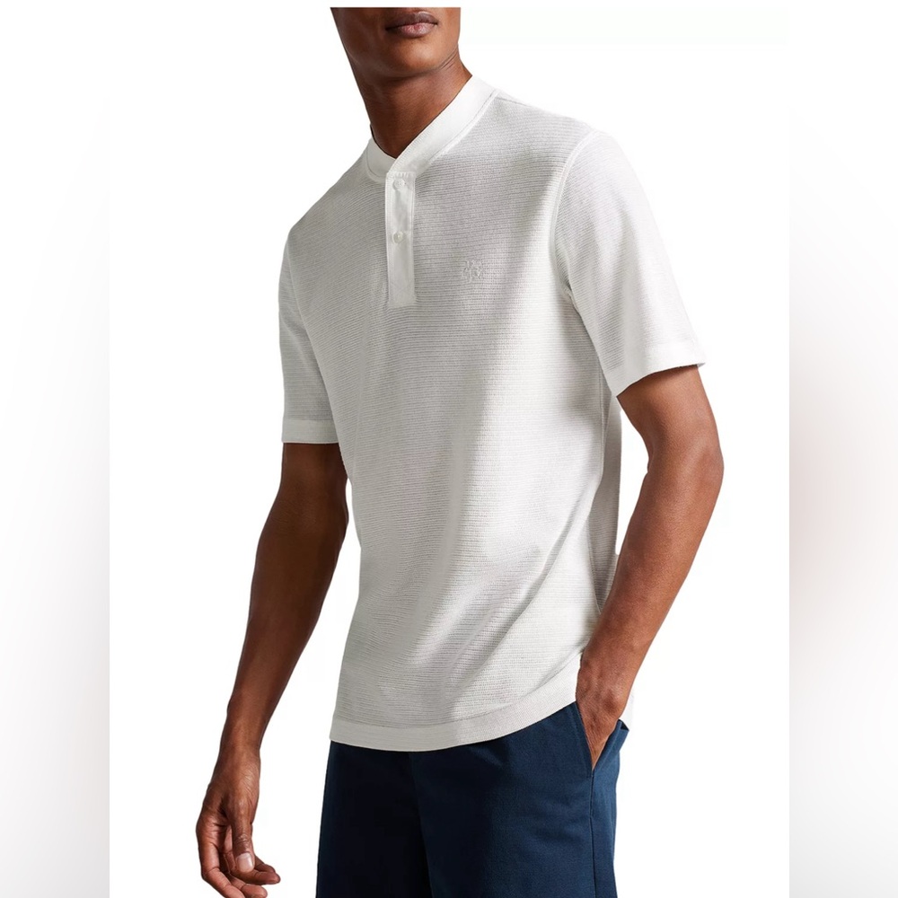 Ted Baker London Men’s Shirt Medium Dombey Textured Baseball Collar Polo NWT